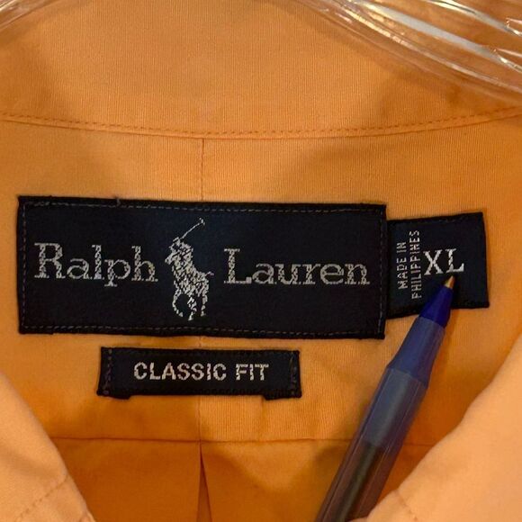 POLO RALPH LAUREN MENS STAMPEDE BUTTON DOWN SHIRT XL ORANGE BLUE BIG PONY HORSES - Picture 6 of 12